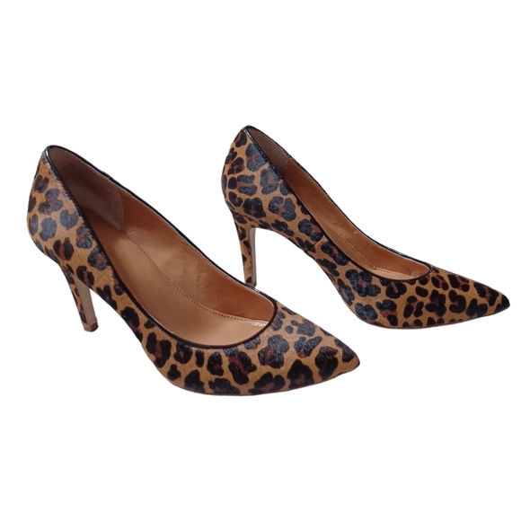 J. CREW • size 6 leopard print leather high heels sexy pumps party women's - Picture 1 of 10